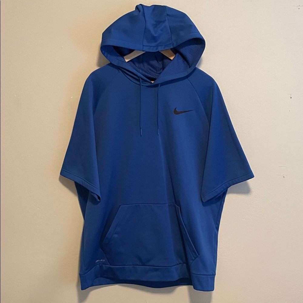 Nike Dri-FIT Short Sleeve Hoodie in Blue XXL